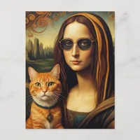 Mona Lisa and Her Ginger Cat Postcard