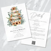 Sunflower Eucalyptus Cake QR Code Wedding Invitation