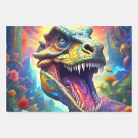 Dinosaur Fantasy T-Rex Wrapping Paper Sheets