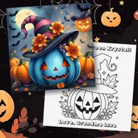 Blue Halloween Pumpkin & Color Me  Card