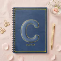 Y2K Blue Denim Puffy Letter C Monogram Name Notebook