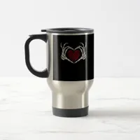 Skeleton Hand Heart Sign Costume Trending Hallowee Travel Mug