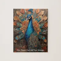 Beautiful Cute Boho peacock bird Jigsaw Puzzle