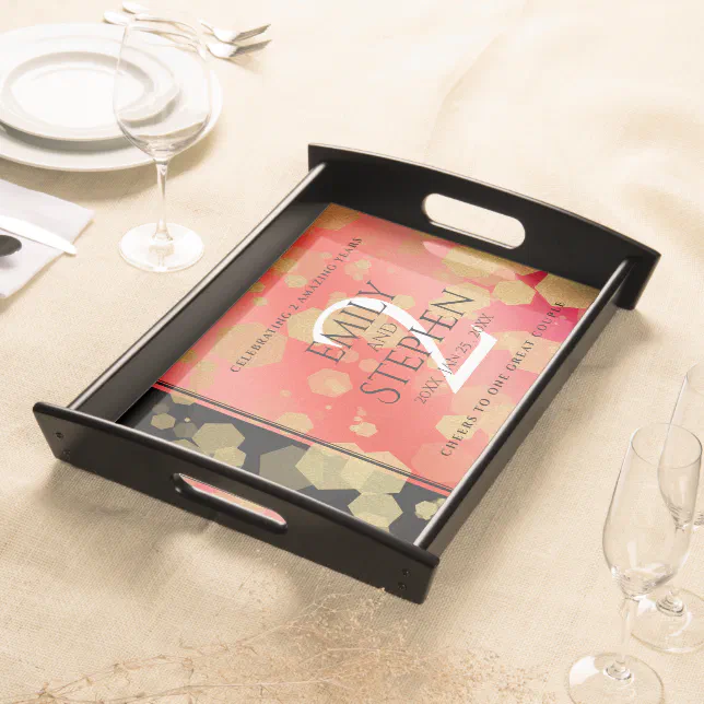 Elegant 2nd Garnet Wedding Anniversary Serving Tray