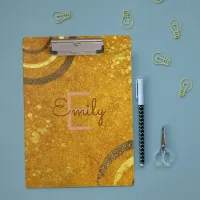 Modern Stylish Chic Fancy Brown Gold Glitter Artsy Clipboard