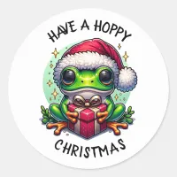 Have a Hoppy Christmas | Frog Pun Classic Round Sticker