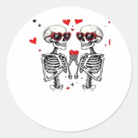 Skeleton Heart Hands Trending Modern Aesthetic Classic Round Sticker