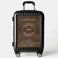 Company Name Logo QR Code Brown Faux Leather Luggage