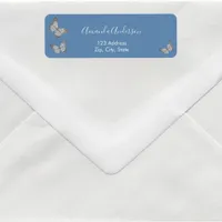 Butterfly dusty blue silver return address label