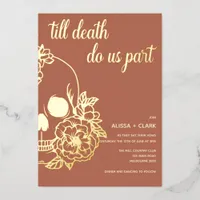 Till Death Do Us Part Modern Skull Wedding  Foil I Foil Invitation