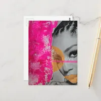 Abstract Neon Love Lady Mixed Media Collage  Postcard