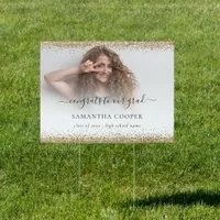 Gold Glitter Photo Overlay Congrats Grad Sign