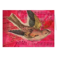 Bird Mixed Media  Hot Pink Background