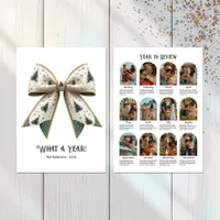 Elegant Christmas Bow Year in Review Family Holiday Card