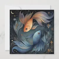 Pisces Fish Zodiac Astrology Mystical Birthday Card