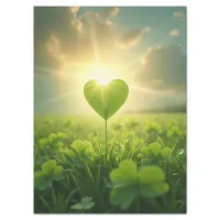 A tender shamrock heart under the evening sky  tissue paper