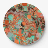 Orange and Brown Abstract Art Birthday Party Paper Plates