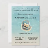 Beach Wedding Pearls Shell Elegant Ocean Theme  Invitation