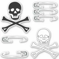 Punk Rock Goth Skulls and Safety Pins Sticker