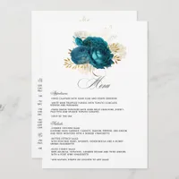 Turquoise and Gold Floral Wedding Menu