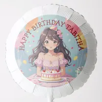 Cute Anime Girl's Birthday Party Personalized Balloon