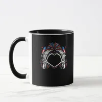 Skeleton Hand Heart USA Patriotic American Bold  Mug