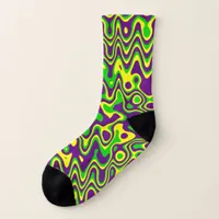 [Mardi Gras Op-Art] Purple Green Yellow Socks