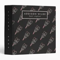 Vintage Rose Gold Scissors Hair Stylist Client 3 Ring Binder