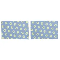 Danish Pastel Blue Yellow Cute Daisy Pattern Pillow Case