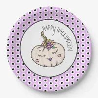 Happy Halloween | Pumpkin and Polka Dots  Paper Plates