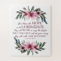 Christian Bible Verse Blush Pink Floral Jigsaw Puzzle