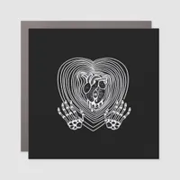 Crying Heart In White Skeleton Hands Hearts Modern Car Magnet