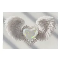 *~*~ White Opal Heart Angel Wings  AP78 Faux Canvas Print