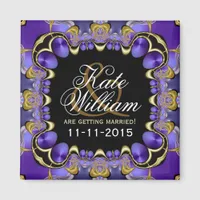 Purple Satin Wedding Announcement Magnet