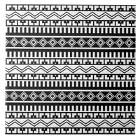 Southwestern Black and White Geometric Patterns Ceramic Tile