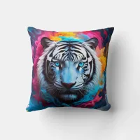 Tiger with a mystical and ethereal appearance throw pillow