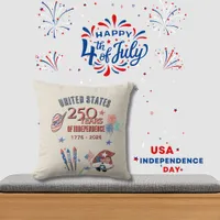 USA 250th Anniversary Patriotic Gnome Throw Pillow