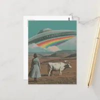 Retro UFO over the Cow Pasture Postcard