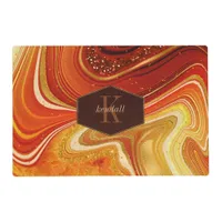 Abstract Agate Monogram Hot Orange ID827 Placemat