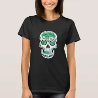 Teal Sugar Skull Halloween T-Shirt