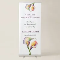 Elegant Wedding Watercolor Calla Lilies Romantic  Retractable Banner