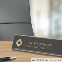 Elegant Black and Gold Logo Desk Name Plate