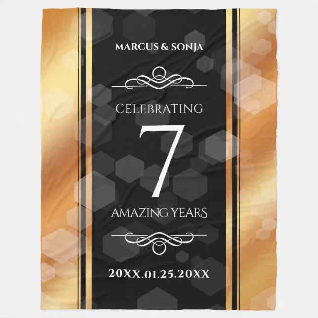 Elegant 7th Copper Wedding Anniversary  Fleece Blanket