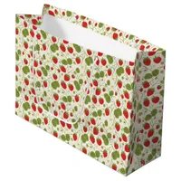 Strawberry Blossoms and Berries Pattern Large Gift Bag
