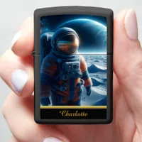 Astronaut in a vibrant orange suit zippo lighter