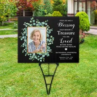 Memorial Modern Greenery Custom 2 Photo Cemetery Sign