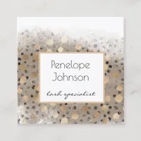 Makeup Artist Gold Polka Dots Glam Square Business Card