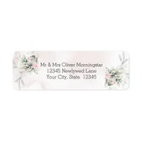 Wedding | Rustic Foliage Watercolor Pink Floral Label