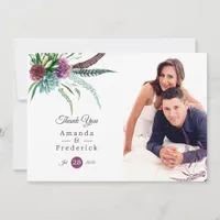 Mystical Boho Watercolor Succulent Wedding Thank You Card