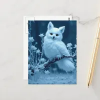 Cute Fluffy Arctic Fox Owl Hybrid Fantasy Critter Postcard